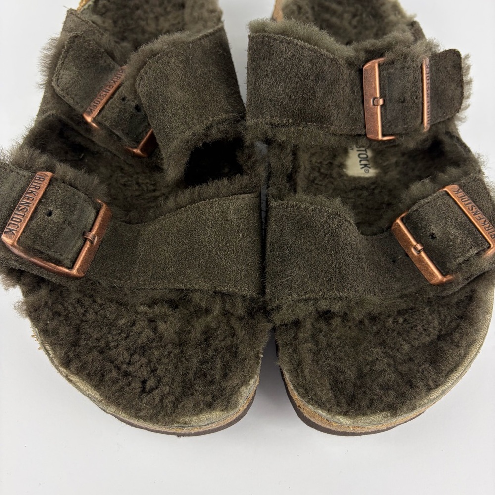 Birkenstock Shearling Fur Lined Chocolate Arizona Slide 40 - Picture 5 of 12